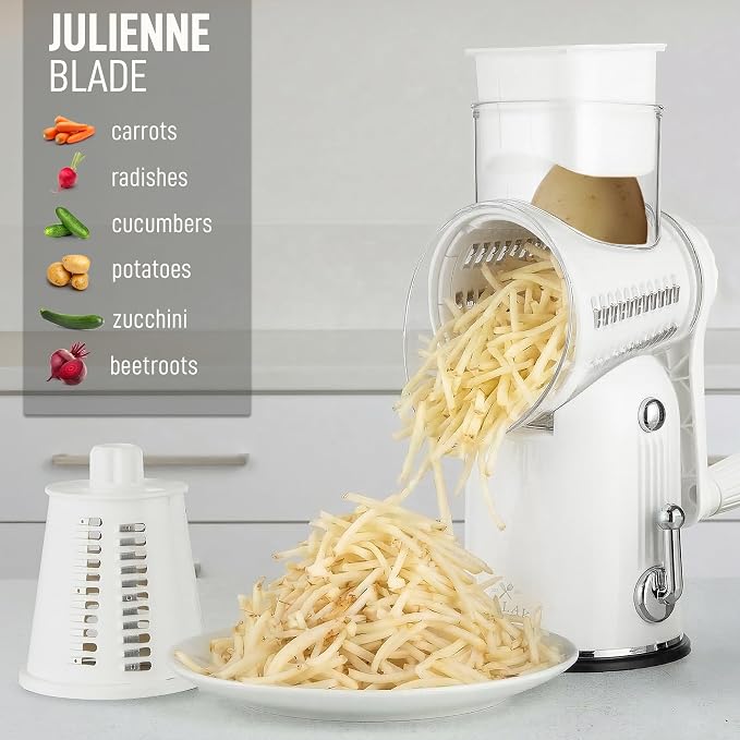 Zulay Kitchen Rotary Cheese Grater 5 Blade Cheese Shredder - Image 7