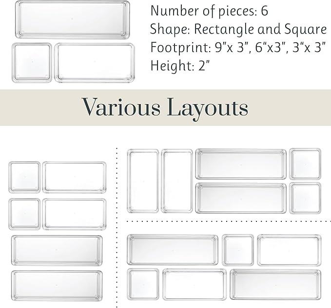 STORi SimpleSort Drawer Organizer Bins 6 pc Set, Bathroom Organizers and Storage - Image 5