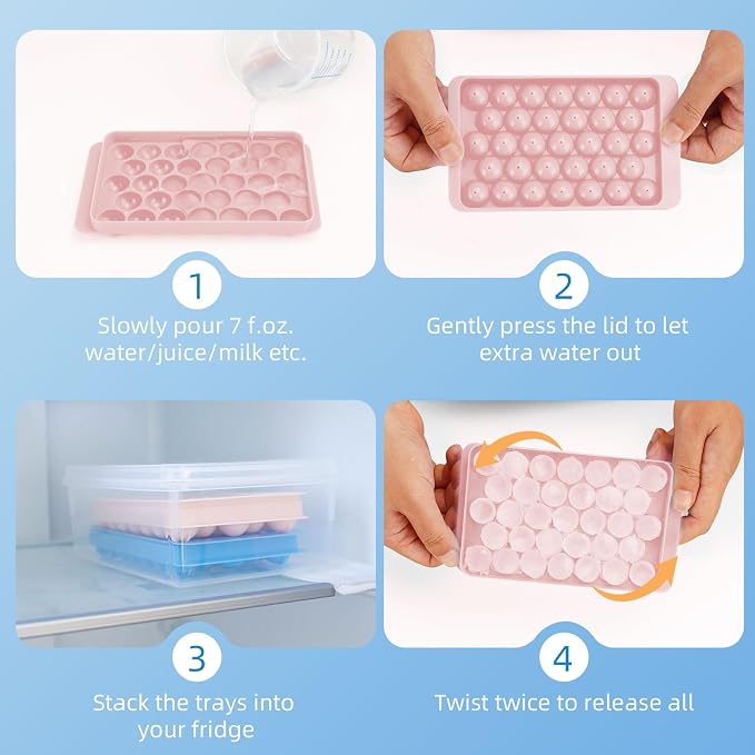2 Pack Ice Cube Trays Set -with Lids, Storage Container & Ice Tongs, 66-Count - Image 6