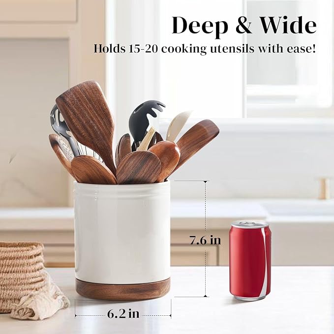 DOWAN 7.6" 360° Rotating Utensil Holder, Kitchen Utensil Holder - Image 2