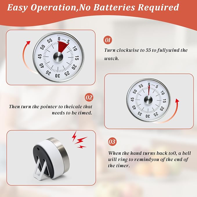 Kitchen Timer for Cooking, Chef Cooking Timer Clock, Visual Timers, 60-Minute - Image 4