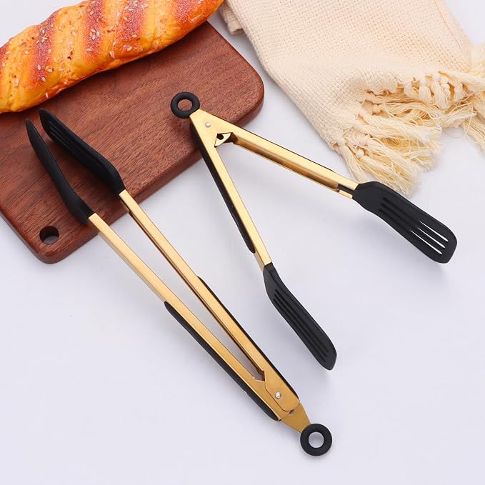 2-Piece Kitchen Spatula Tongs Food Serving Tongs 9" and 12" Cooking - Image 5