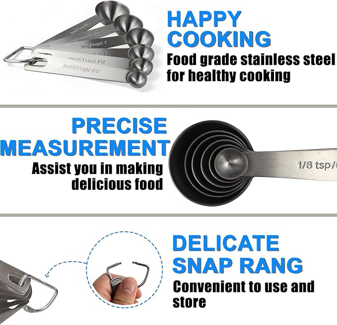 Measuring Spoons, Premium Heavy Duty Stainless Steel Measuring Spoons Cups Set - Image 3