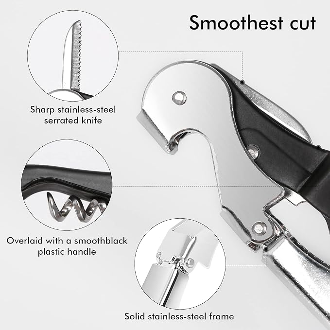 Professional Waiter Corkscrew Wine Openers Set, Heavy Duty Stainless Steel - Image 5