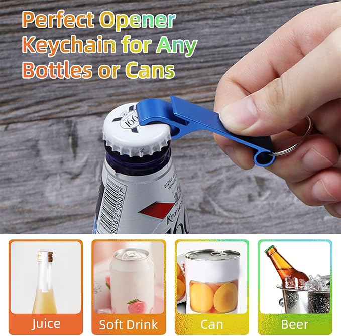 100 Pack Bottle Opener Keychain Bulk, Colorful Beer Bottle Openers Metal - Image 4