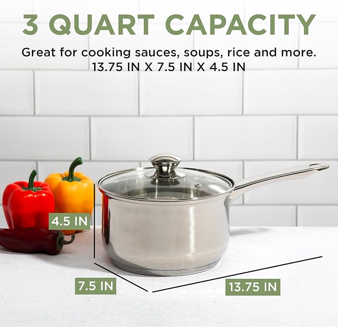 Ecolution Stainless Steel Sauce Pan, Encapsulated Induction Ready Cooking Pot - Image 5