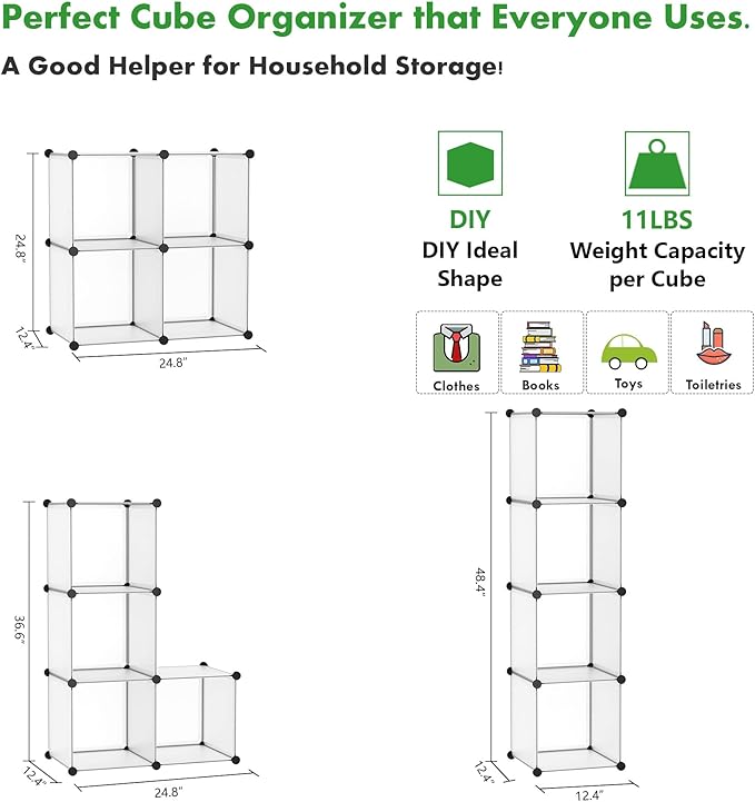 C&AHOME Cube Storage Organizer, 4-Cube Shelving Units, DIY Closet Storage - Image 3