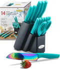 Marco Almond Knife Block Set, Knife Set Rainbow Color, 14 Piece Stainless Steel by MarcoAlmond