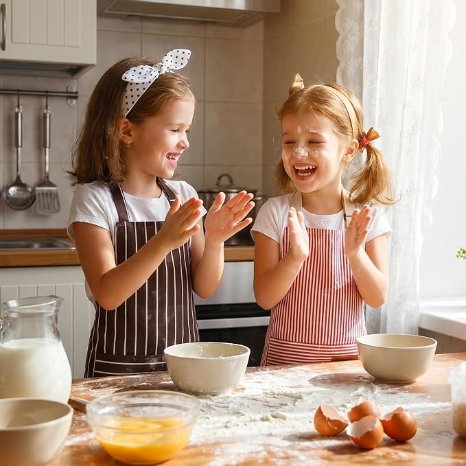 2 Pack Stripes Kids Apron, Kids Cooking Aprons - Image 6