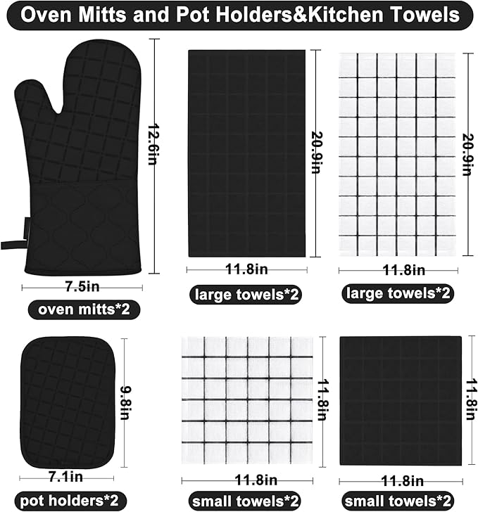 Oven Mitts Kitchen Towels and Dishcloths Pot Holders Sets, Oven Gloves Kitchen - Image 2
