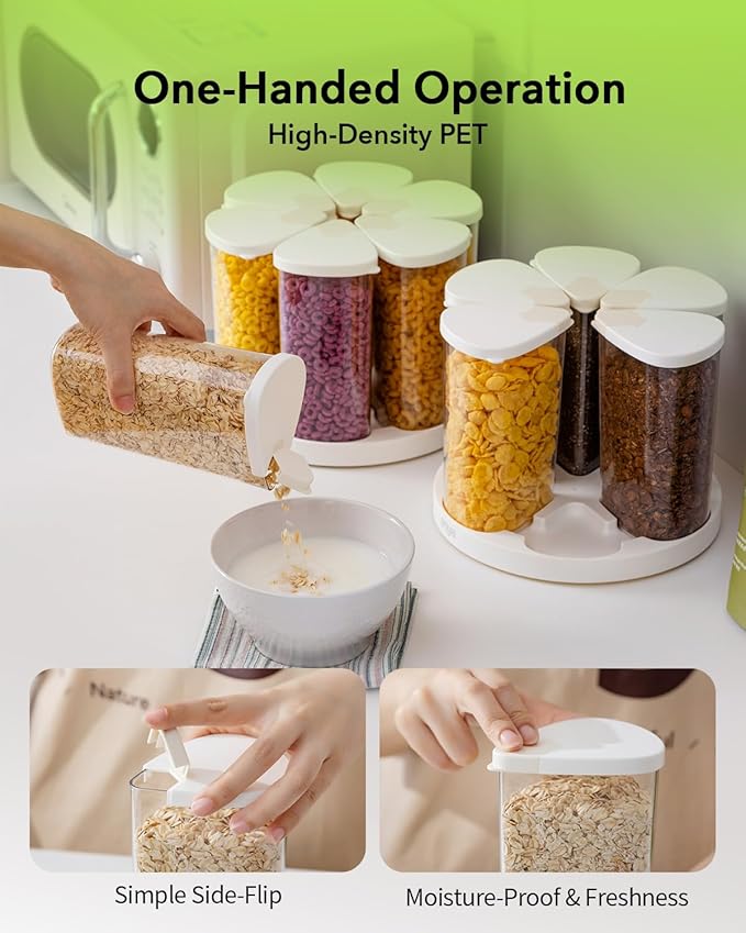 Ankou Rotating Food Storage Containers Set of 6, 23oz Clear PET Jars - Image 5
