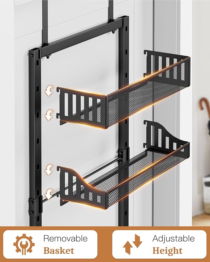 POKIPO 8-Tier Over the Door Pantry Organizer, Large Metal Door Spice Rack - Image 4