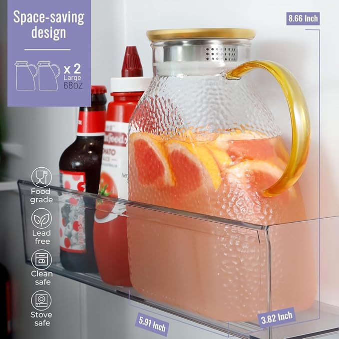 WARMSIMPLE 2 Pack Glass Pitcher - Image 2