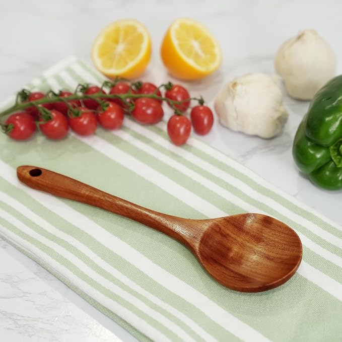 Zulay Kitchen 9.4" Teak Wooden Cooking Spoon – Durable, Non-Stick Wooden Utensil - Image 6