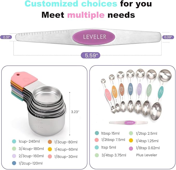 Magnetic Measuring Cups and Spoons Set, N52 Magnetic Nesting Design magnetic - Image 2
