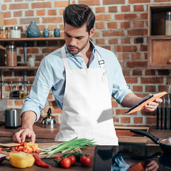 15 Pcs Adult Aprons Bulk with Pockets Adjustable Bib Chef Apron - Image 7