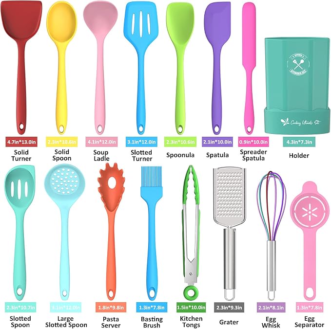 Silicone Kitchen Utensils Set, 16-Piece Silicone Cooking Utensils by Deedro - Image 8