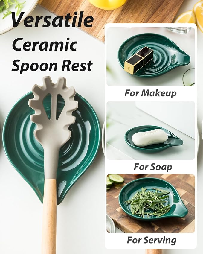 LAUCHUH Spoon Rest for Stove Top, 5 inch Ceramic Cooking Spoon Holder for - Image 5