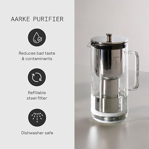 Aarke Purifier - Premium Glass and Stainless Steel Water Filter Pitcher - Image 4