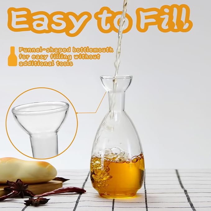 Affogato Glass Oil Bottle with Spout, Olive Oil Dispenser Vinegar Drizzler - Image 4