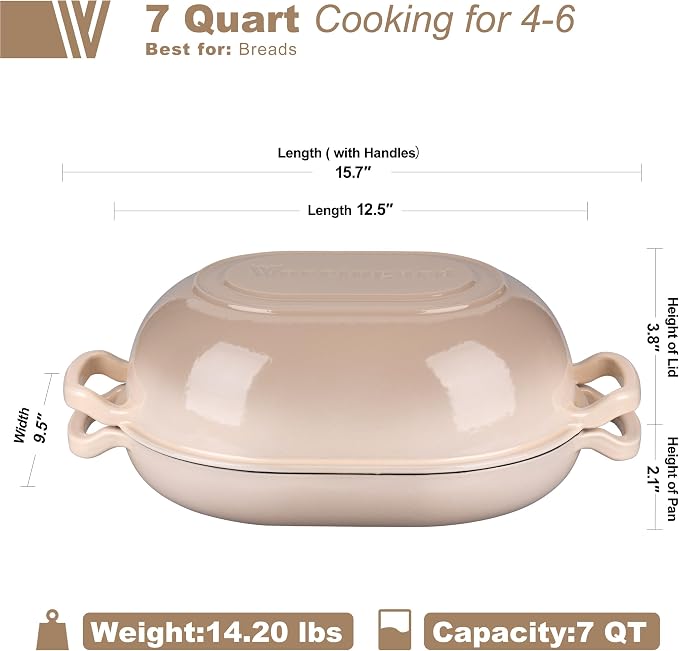VORRINGARD Enameled Cast Iron Sourdough Bread Oven, Dutch Oven, Loaf Cast Iron - Image 2