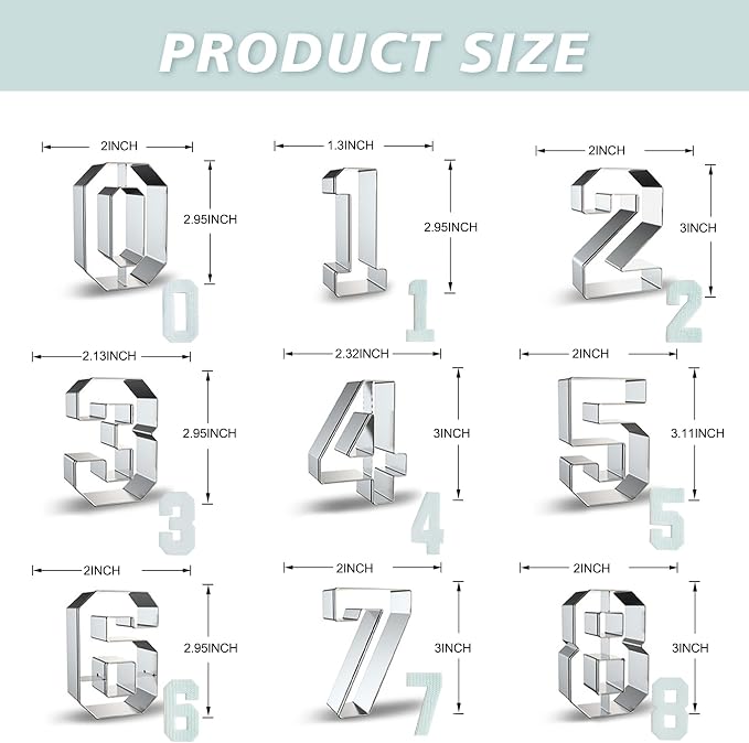 Number Cookie Cutters Set 3 Inch - Image 2