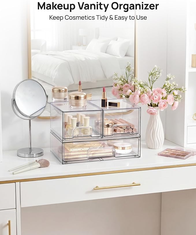 Vtopmart Stackable Storage Drawers Set of 3, Beauty Supplies, Pantry - Image 7