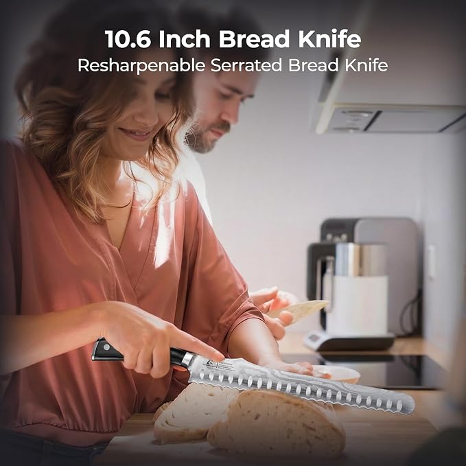 CoquusAid Kitchen Knives Set, Razor Sharp High Carbon Stainless Steel Knife Set - Image 6