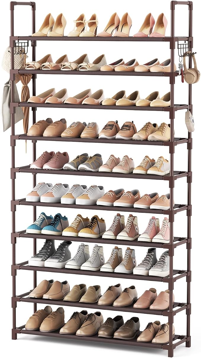 VTRIN 10 Tiers Shoe Rack Tall Large Capacity Wide Shoe Organizer Sturdy Shoe by VTRIN