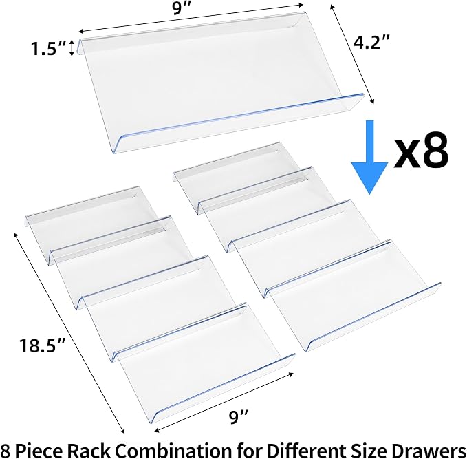 MIUKAA Clear Acrylic Spice Drawer Organizer, 4 Tier- 2 Set Expandable From 9" - Image 6