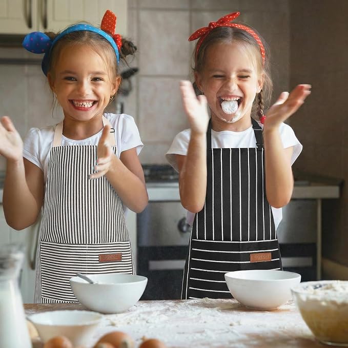 2 Pack Stripes Kids Apron, Kids Cooking Aprons - Image 5
