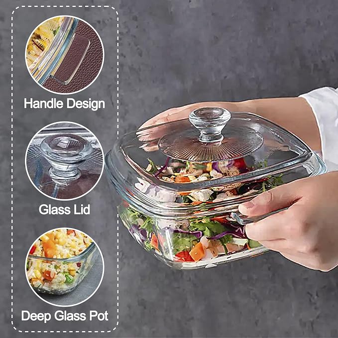 Clear Square Glass Casserole - Image 5
