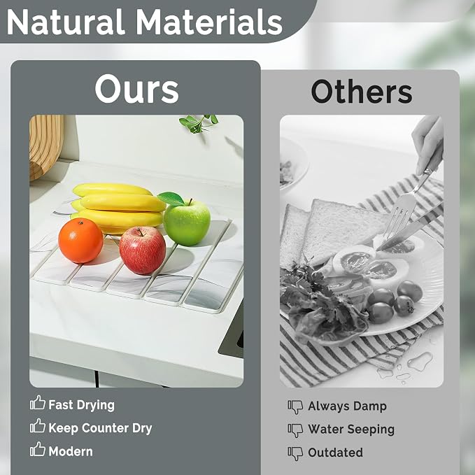 Small Stone Dish Drying Mat for Kitchen Counter, Foldable Water Absorbing - Image 7