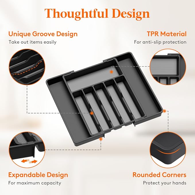 Lifewit Silverware Drawer Organizer, Expandable Utensil Tray - Image 2