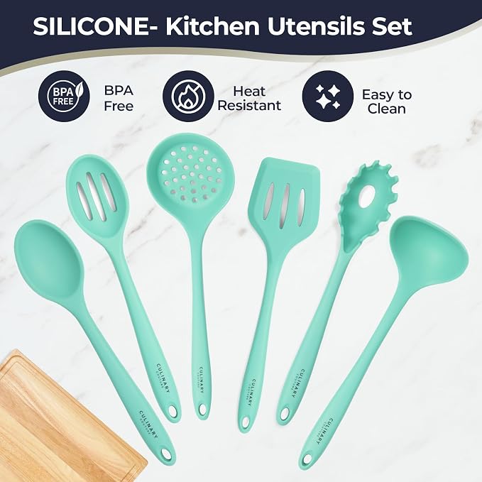 Culinary Couture Aqua Sky Silicone Cooking Utensils Set - Image 4