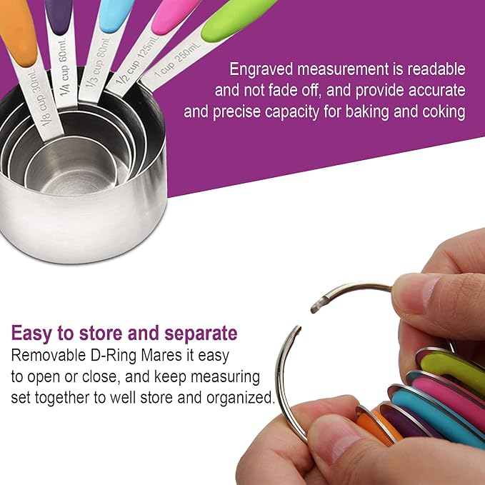 Measuring Cups and Spoons Set 11 Piece. Includes 10 Stainless Steel Measuring - Image 6