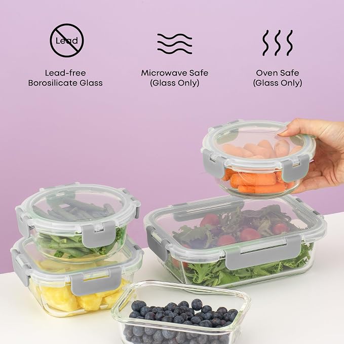 JoyJolt 24pc Borosilicate Glass Storage Containers - Image 5