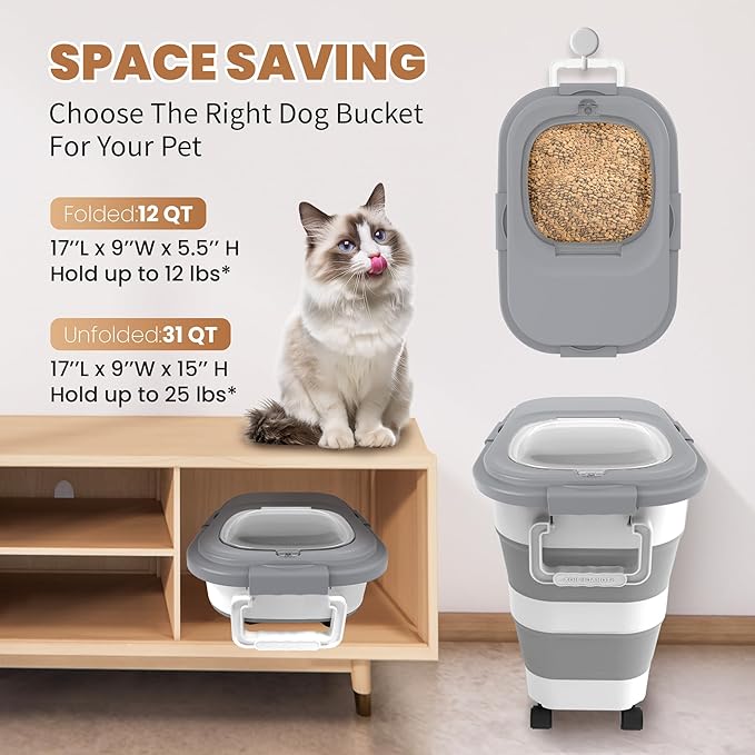 23-25 Lbs Airtight Dog Food Storage Container, Collapsible Dog Food Container - Image 5