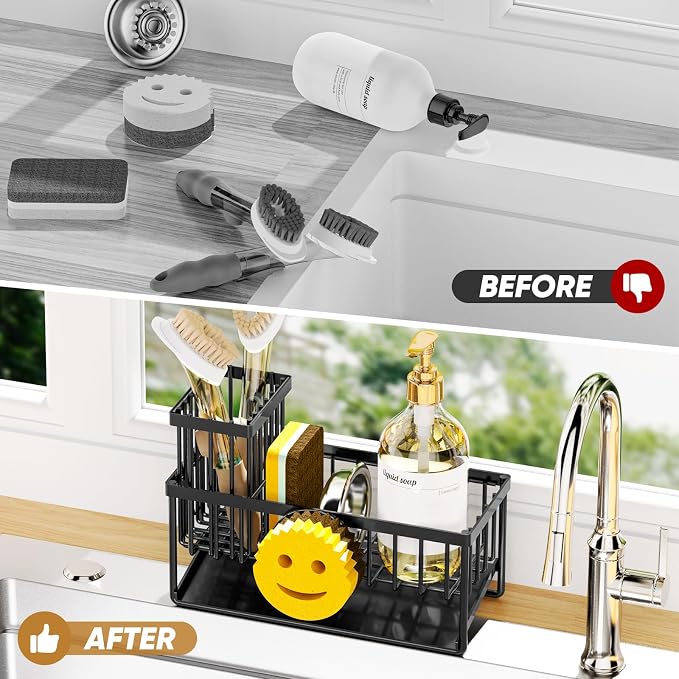 Sponge Holder for Kitchen Sink, Smiley Face Sink Caddy - Image 6