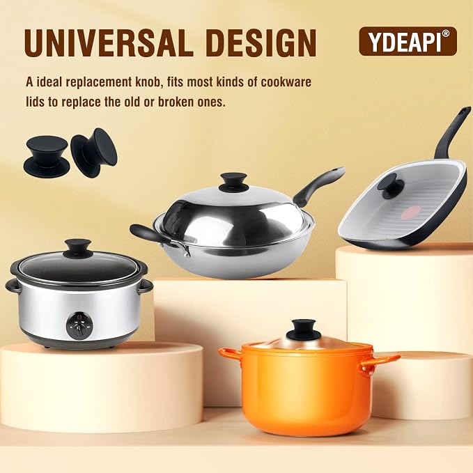 Universal Pot Lid Replacement Knobs, Ydeapi Silicone Pan Lid Holding Handles - Image 4