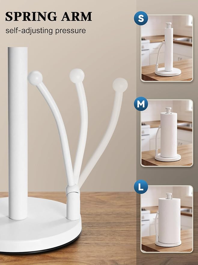 SMARTAKE Paper Towel Holder, Paper Towel Dispenser Standing Weighted Base Non - Image 2