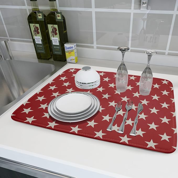 Patriotic July of 4th Red Star Dish Drying Mat - Image 6