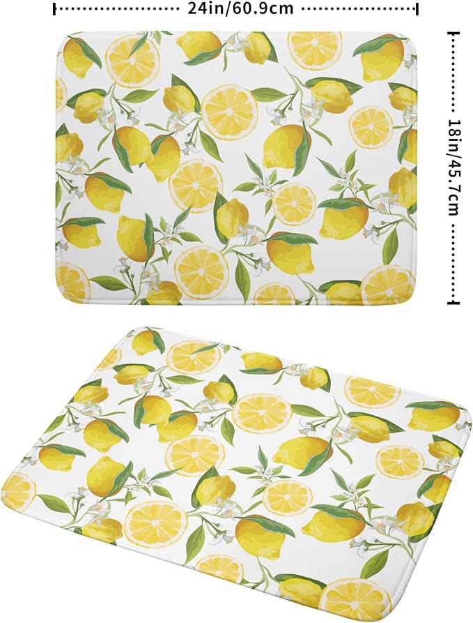 Lemon Dish Drying Mat for Kitchen Counter Spring Summer Microfiber Absorbent - Image 2