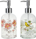 17oz Glass Soap Dispenser with Plastic Pump, 2 Pack Refillable Kitchen Soap by Topadorn