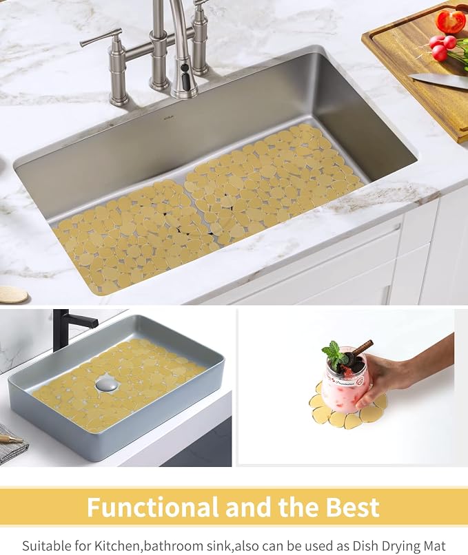 Bligli Pebble Sink Mat for Stainless Steel/Ceramic Sinks, 2 Pack PVC Sink - Image 5