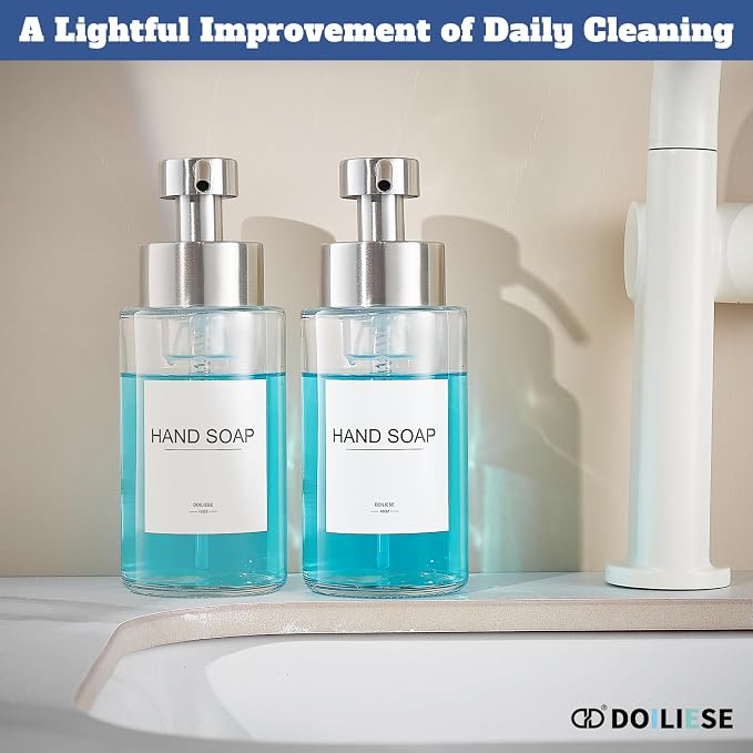 Glass Foaming Hand Soap Dispenser, 10 oz Easy Refill Bathroom Soap Dispenser - Image 7