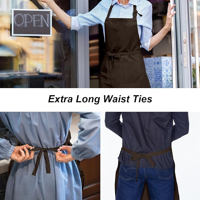 15 Pcs Adult Aprons Bulk with Pockets Adjustable Bib Chef Apron - Image 4