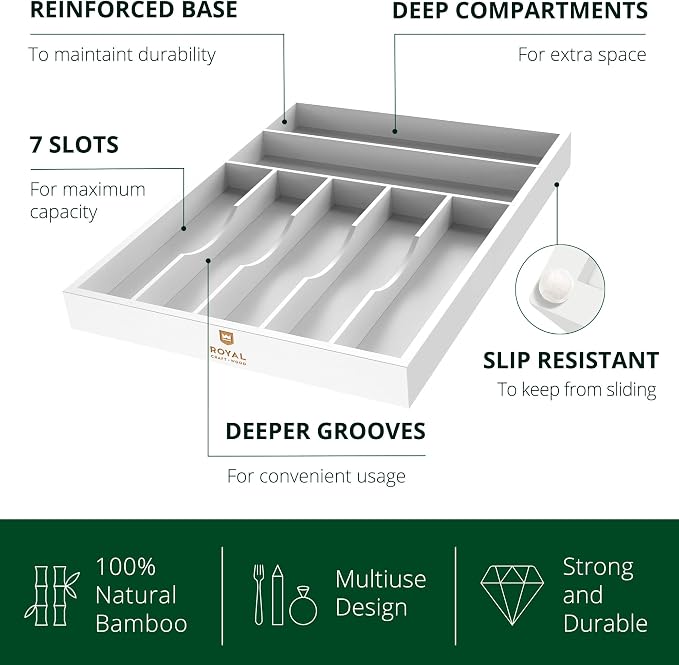 ROYAL CRAFT WOOD Luxury Bamboo Kitchen Drawer Organizer - Image 4