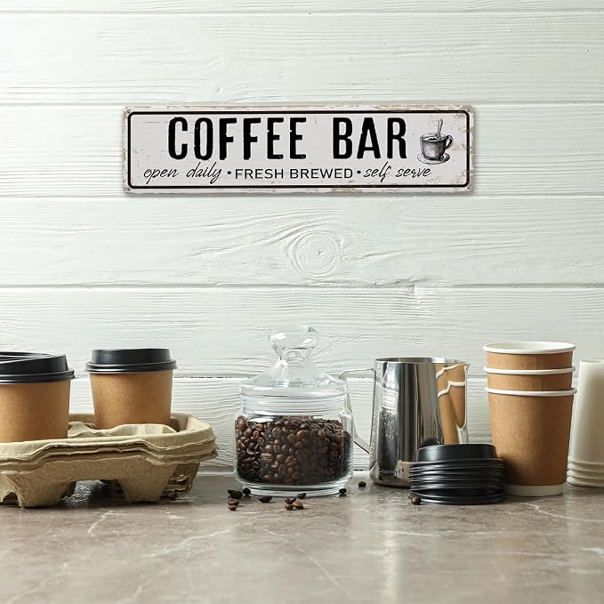 Coffee Bar Open Daily Sign, Retro Metal Tin Sign, Rustic Farmhouse Wall Decor - Image 4