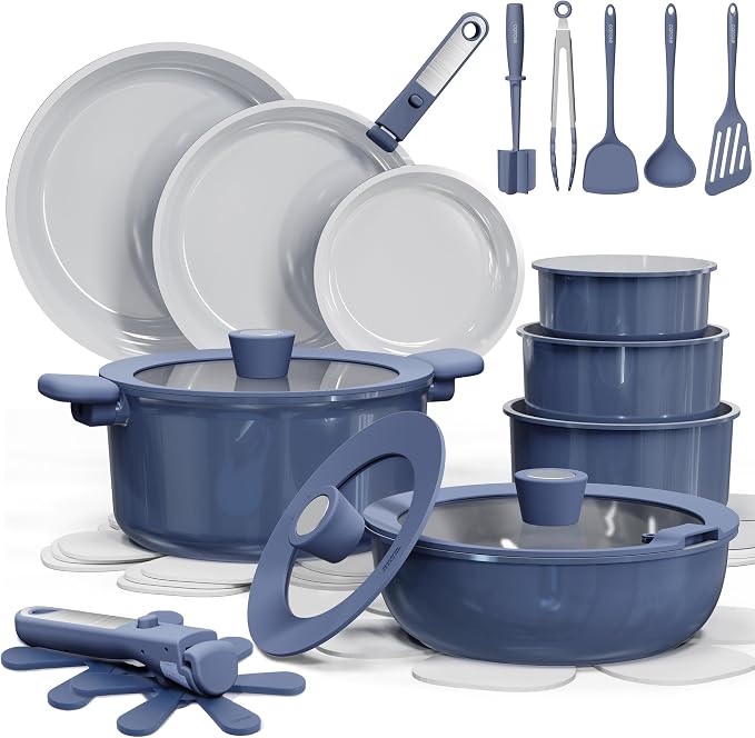 CAROTE 27pcs Ceramic Cookware Set Nonstick, Pots and Pans Set Non Stick by CAROTE